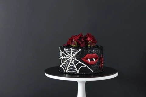 Vampire Style Cake on Black Background Stock Photos