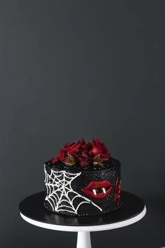 Vampire Style Cake on Black Background Stock Photos