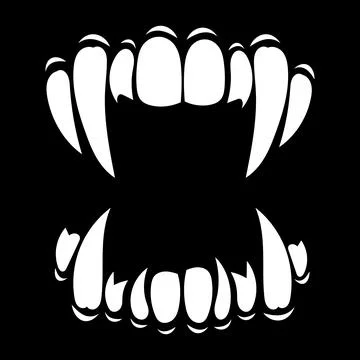 Vampire teeth vector isolated on black background Illustrazione stock