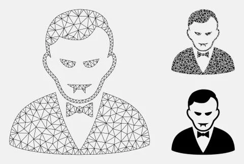 Vampire Vector Mesh 2D Model and Triangle Mosaic Icon Stock Illustration