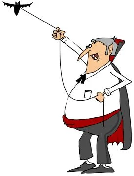 Vampire walking his bat Stock Illustration