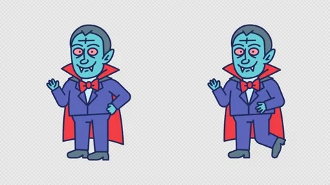 Vampire waves his hand and walks. Transparent background Stock Footage 346635752