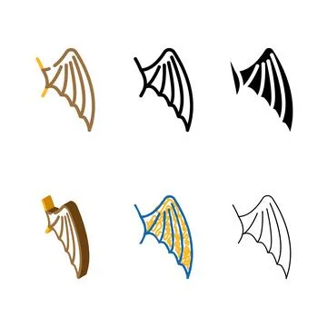 Vampire wing color icon vector range Stock Illustration