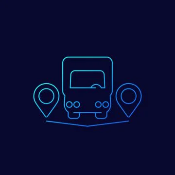 Van and delivery points icon, linear Stock Illustration