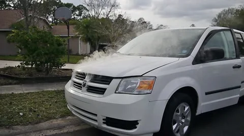 Van breaks down with Smoke Stock Footage 20433270