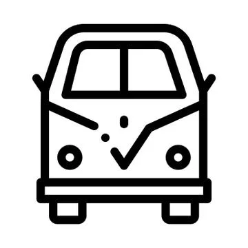 Van Bus Icon Vector Outline Illustration Illustrazione stock