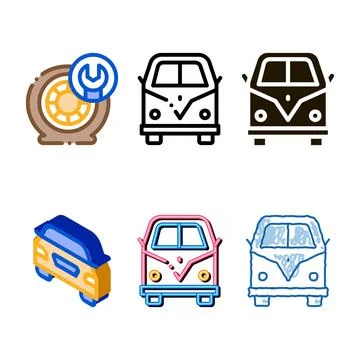 Van bus icon vector stylized outline Stock Illustration