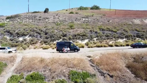 Van Camping on the California Coast Stock Footage 158746530