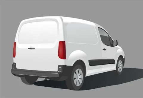 Van. Car for freight. Back view. View of three quarters. Stock Illustration