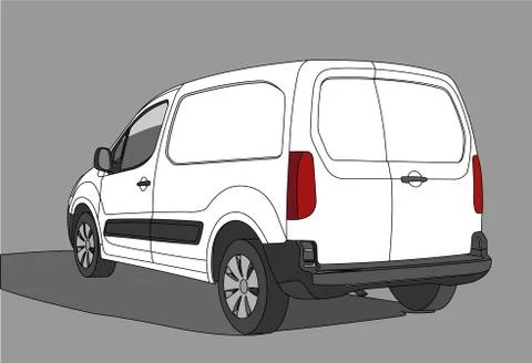Van. Car for freight. Back view. View of three quarters. Stock Illustration