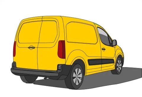 Van. Car for freight. Back view. View of three quarters. Stock Illustration