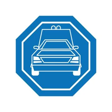 Van car inside road sign icon block line design Stock Illustration