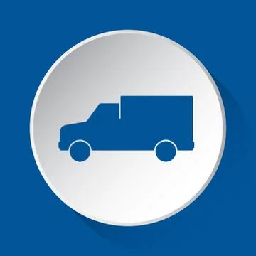 Van car - simple blue icon on white button Stock Illustration