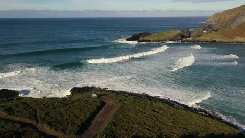 Van Cliff Ocean Drone Stock Footage 195978960