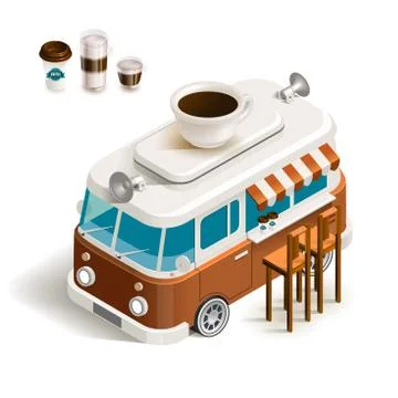 Van with coffee Stock Illustration