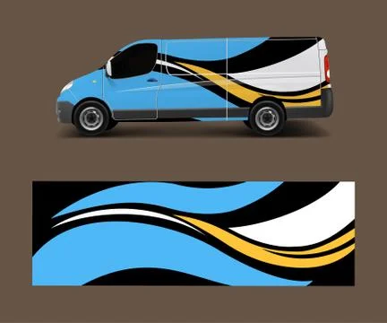 Van decal wrap design vector for Company branding . Graphic wrap decal and st Illustrazione stock