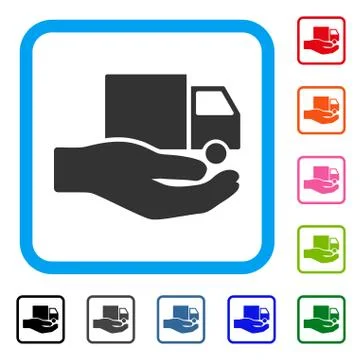 Van Delivery Service Hand Framed Icon Stock Illustration