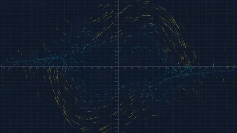 Van der Pol oscillator vector field on dark blue grid science animation Stock Footage 346812170