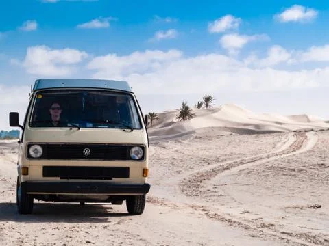 Van in the desert Stock Photos