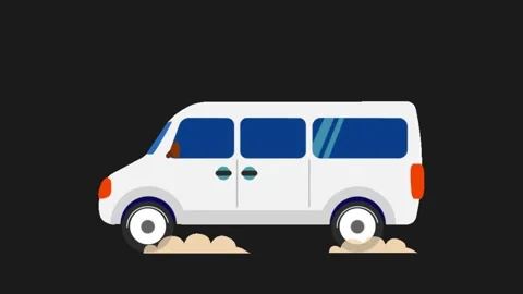 Van is driving in black background 4k animation video clip Stock Footage 242444222