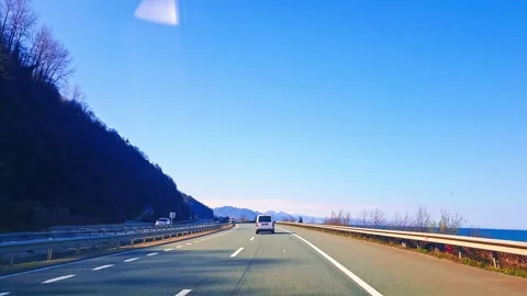 A van is driving down a highway Stock Footage 273013297