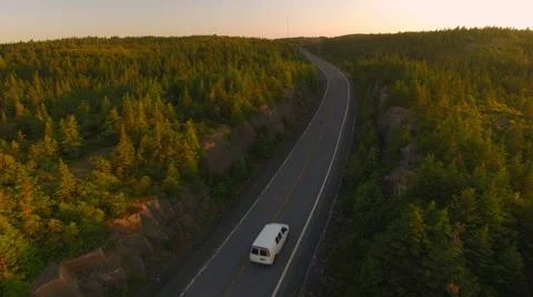 Van driving on the road below Stock Footage 64924148