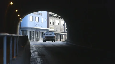 Van driving through dark tunnel Stock Footage 104868980