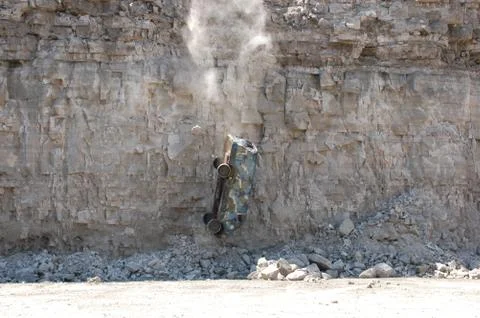 Van falling off cliff 03 Stock Photos