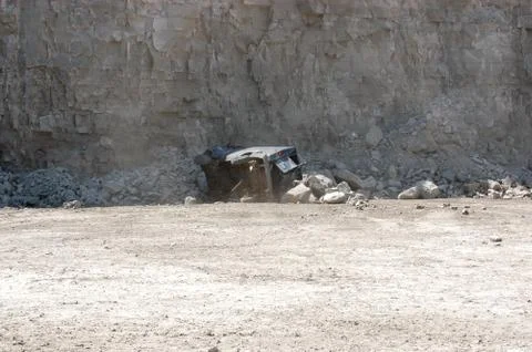 Van falling off cliff 04 Stock Photos