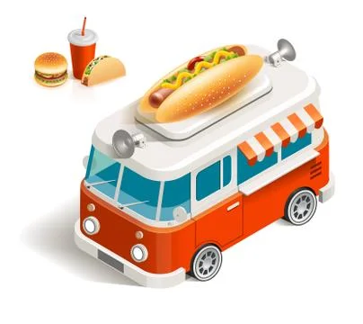 Van with fast food Stock Illustration