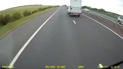 Van flips over in M11 Stansted dashcam crash 스톡 동영상 273016492