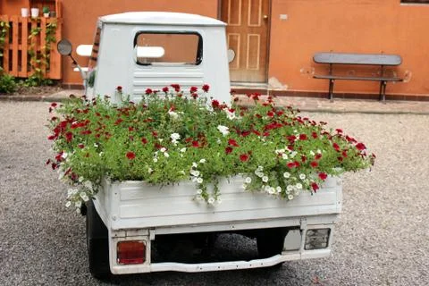 Van with flowers Stock Photos