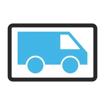 Van Framed Glyph Icon Stock Illustration