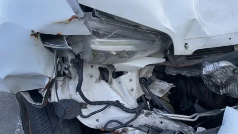Van front damaged due to accident - Automotive insurance coverage concept Stock Footage 151552774