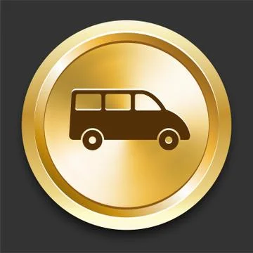Van on Golden Internet Button Stock Illustration