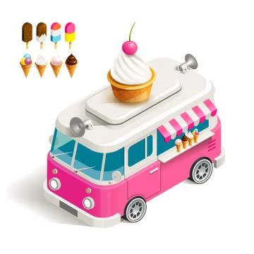 Van with ice cream Stock Illustration