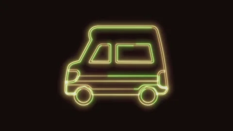 Van Icon Neon Seamless Loop 4K (Black Background) Stock Footage 310357407