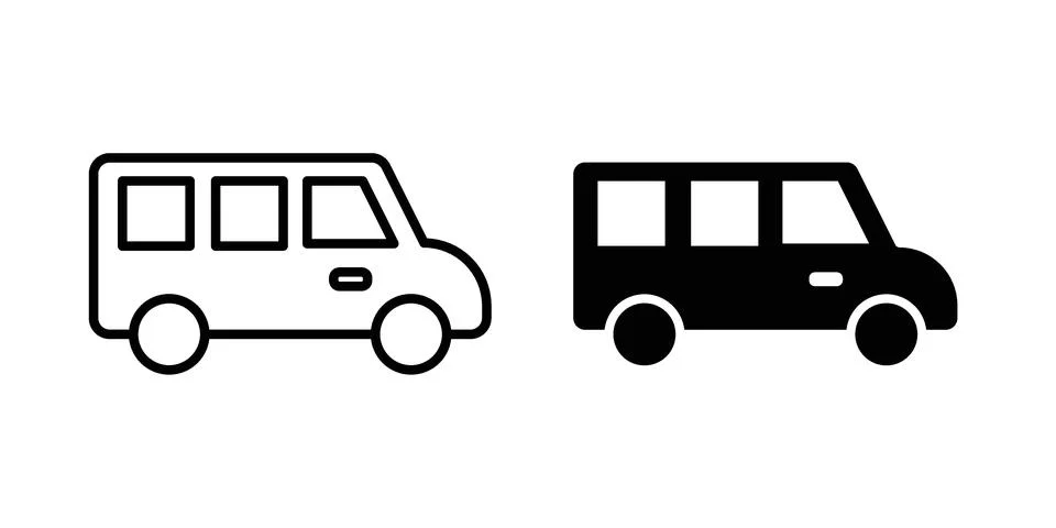 Van icon silhouette vector set. thin line pack Stock Illustration