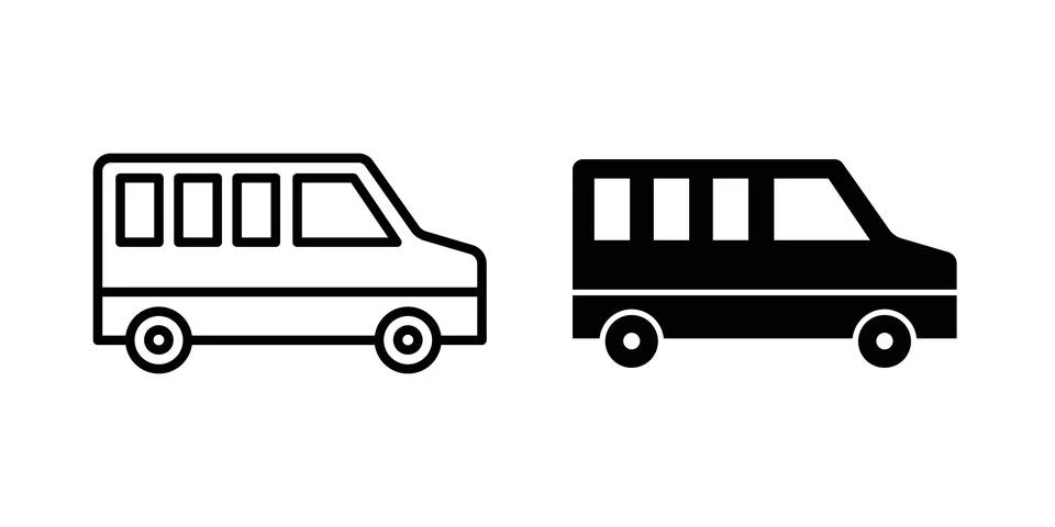 Van icon symbol. Flat and Stroke Vector illustration Stock Illustration