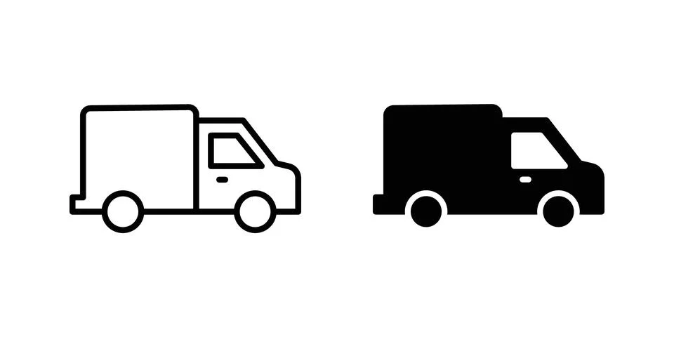 Van icon vector template set in black Stock Illustration