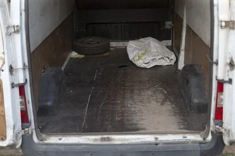 Van interior view. Interior of truck showing tools and cargo space Stock Photos