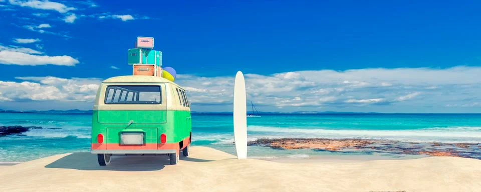Van loaded with suitcases Stock Illustration