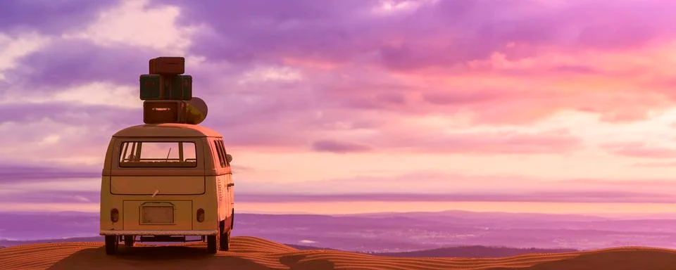 Van loaded with suitcases Stock Illustration