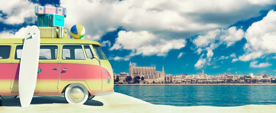 Van loaded with suitcases Stock Illustration