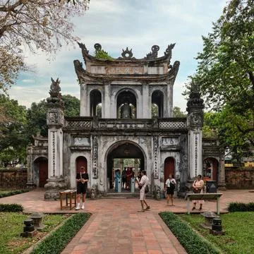 Van Mieu Mon Main Outer Gate of the Temple of Literature in Hanoi, Vietnam 写真素材