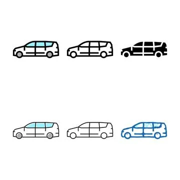 Van minivan types car color icon vector Stock Illustration