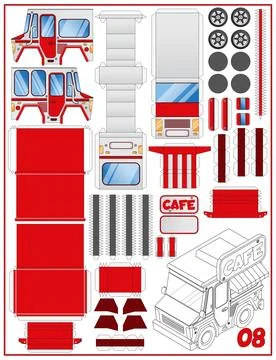 Van with a mobile cafe. Stock Illustration