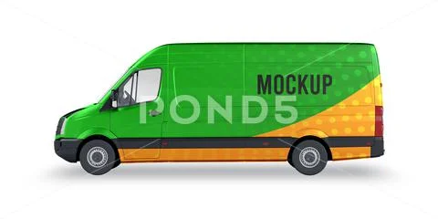 Van Mockup Left View PSD Template