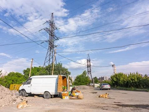 Van near construction Stock Photos
