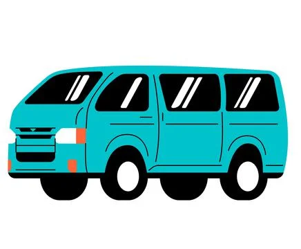 Van or wagon in aqua blue color with white background  van illustration. Stock Illustration